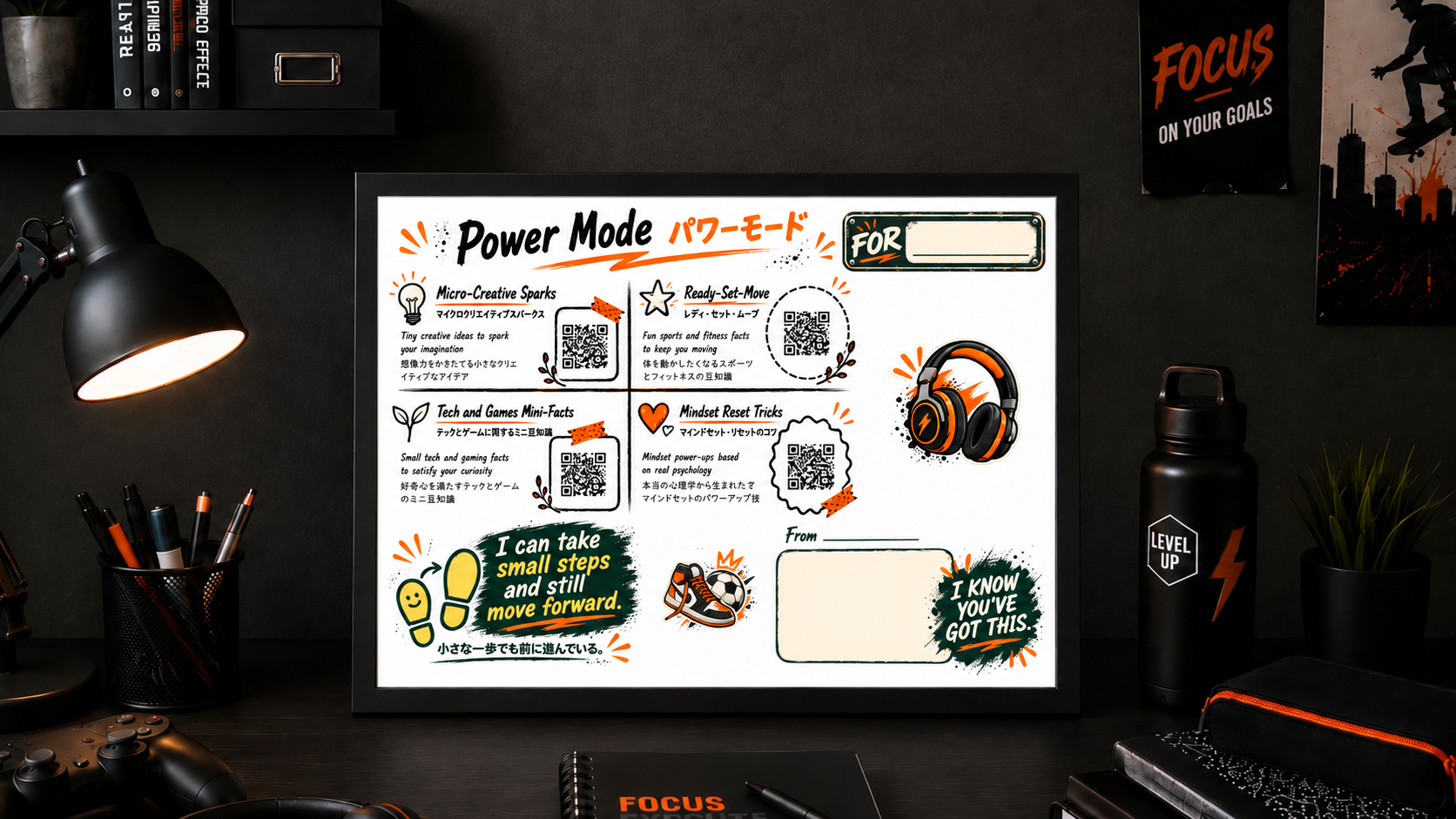 Power Mode Black Picture Frame with Glass Gift